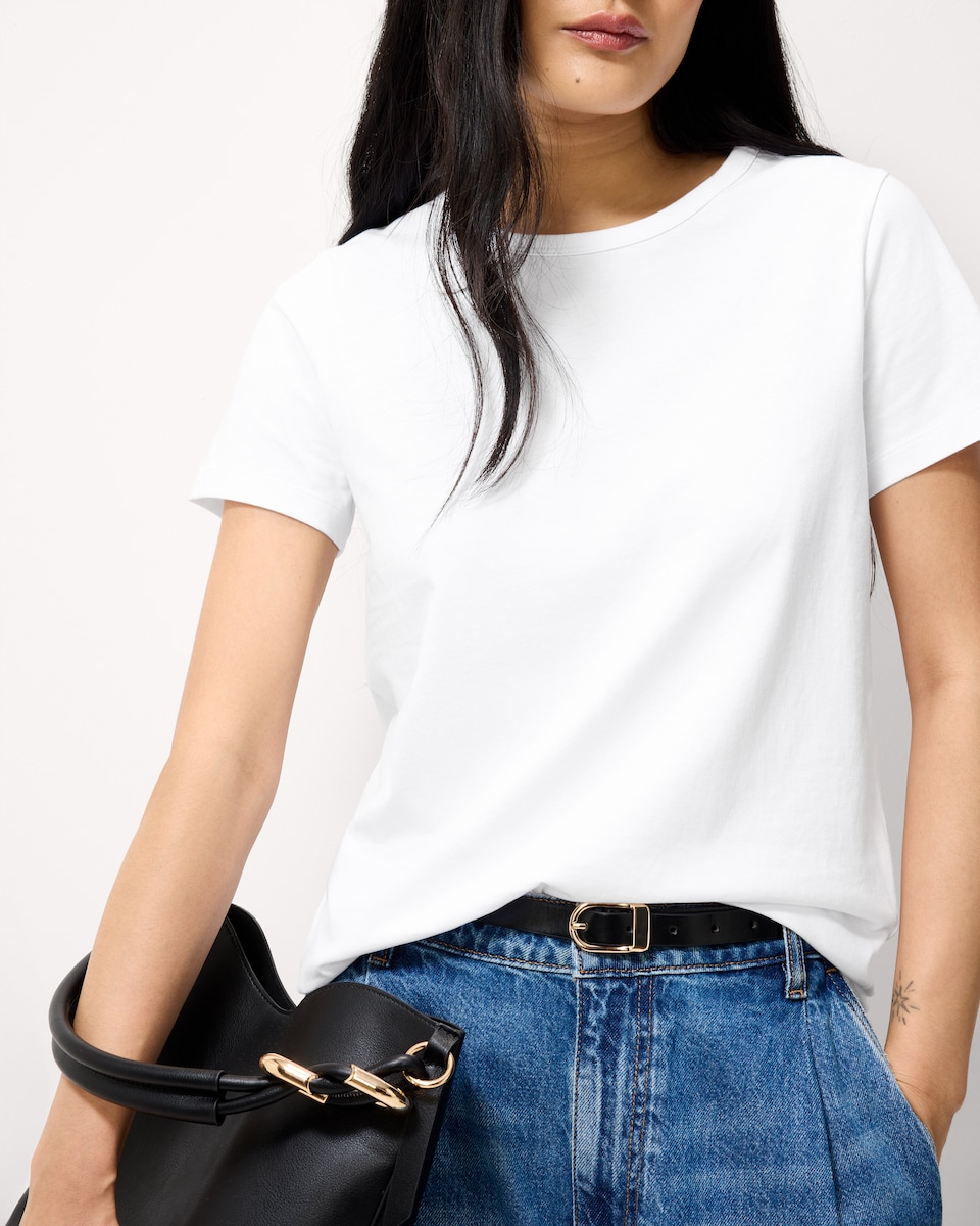 image 1 of F&F Pure Cotton Short Sleeved T-Shirt in White