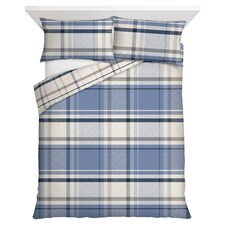 F&F Home Bedding Brushed Blue Check Duvet Set King