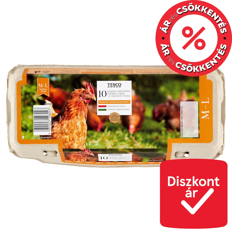Tesco "A” Quality Free-Range Fresh Egg M-L 10 pcs