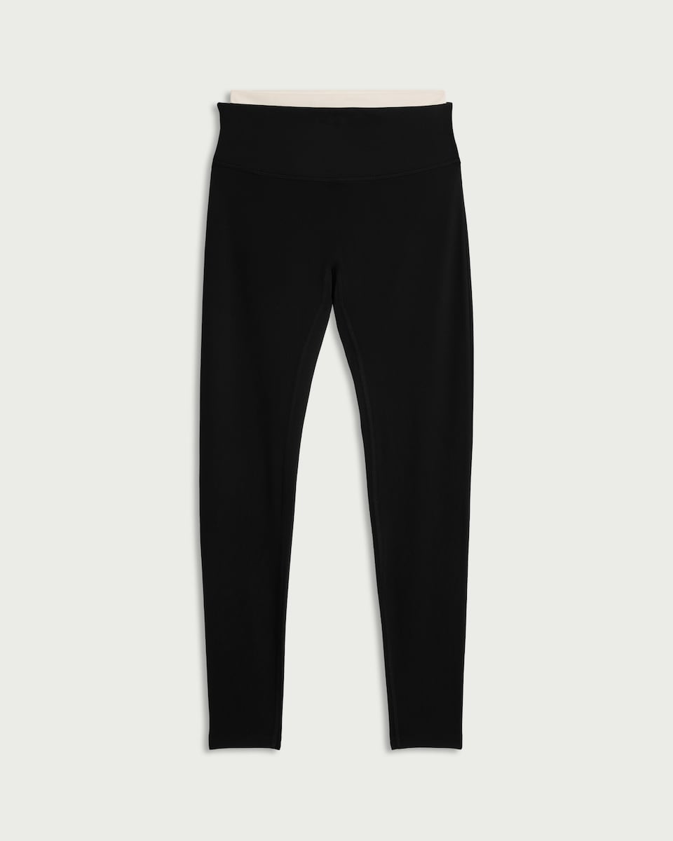 image 1 of F&F Active ULTRASTRETCH Contrast Waist High Waisted Leggings in Black