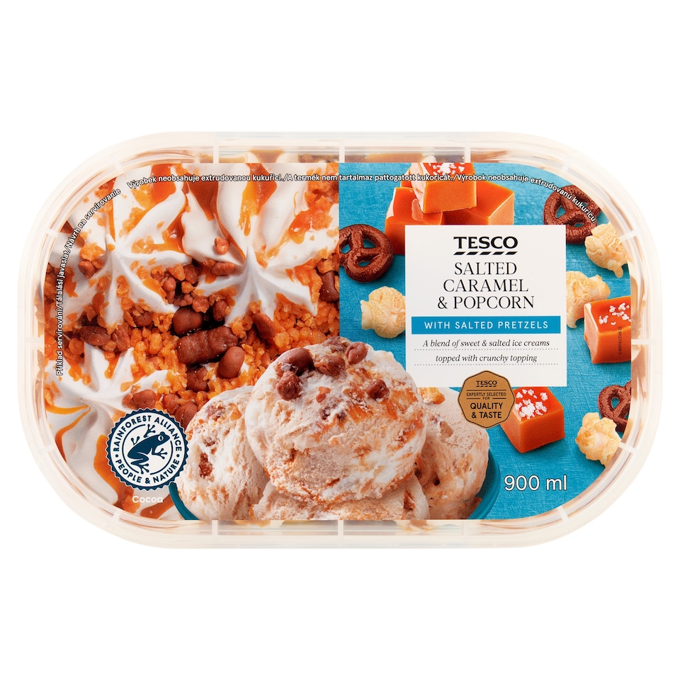 Tesco Mražený krém se slaným karamelem a s příchutí popcornu 900ml