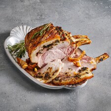 Tesco Finest French Trimmed Crackling Pork Loin Rack with Garlic and Truffle Melt 900g - 1.3kg (Serves 5)