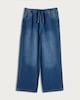 image 4 of F&F Girls Tie Waist Wide Leg Jeans in Blue