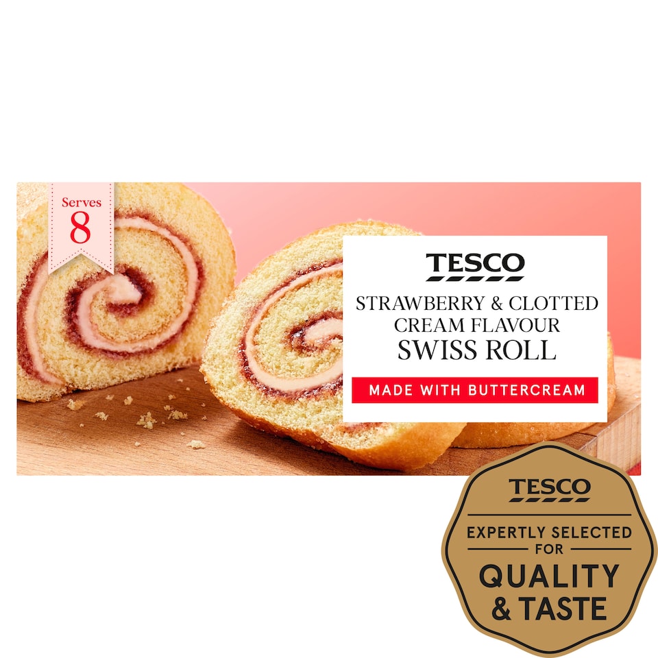 Tesco Strawberry & Clotted Cream Swiss Roll