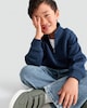image 1 of F&F Boys Cotton Rich Half Zip Sweatshirt in Navy