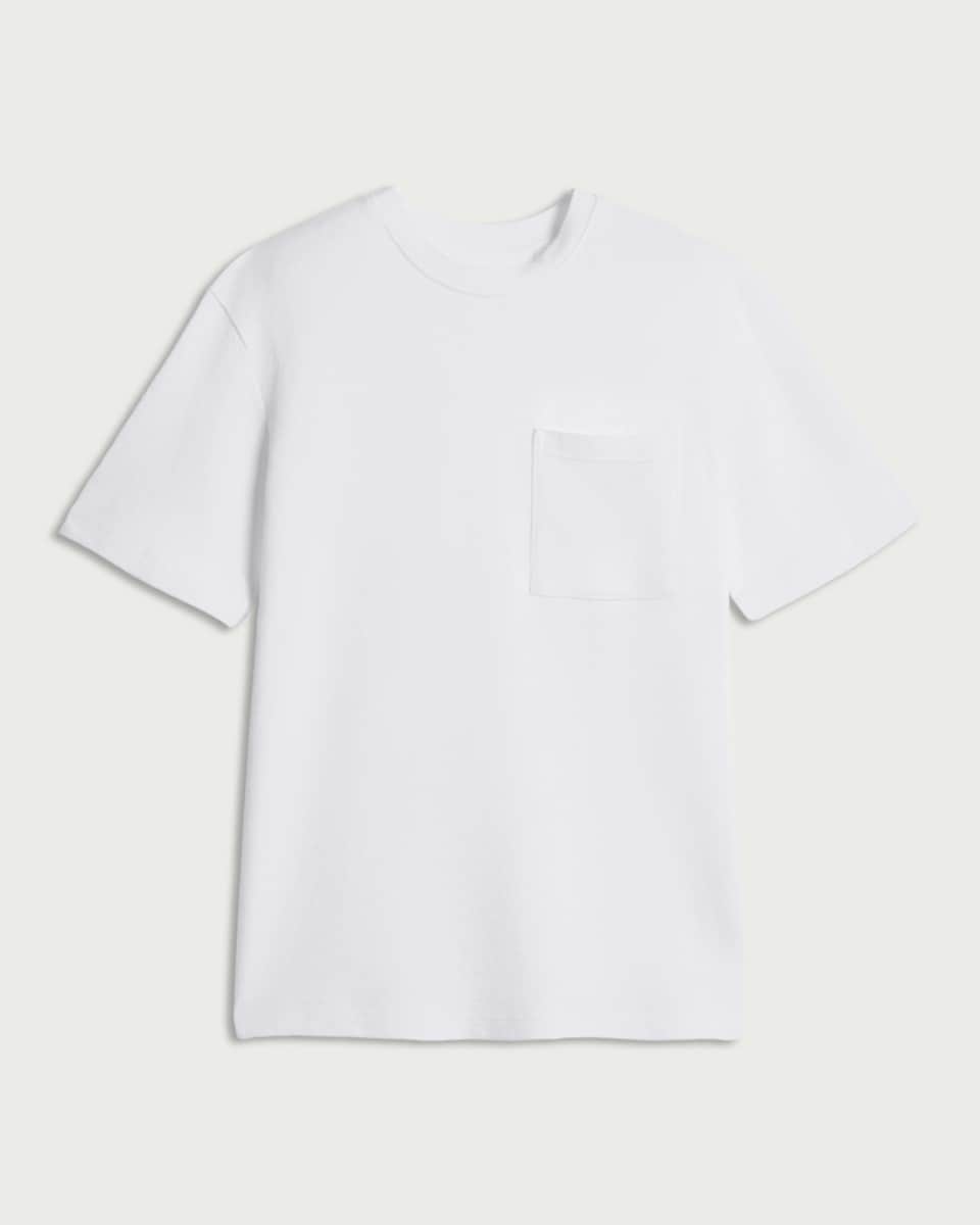 image 1 of F&F Pure Cotton Pocket Oversized Fit T-Shirt in White