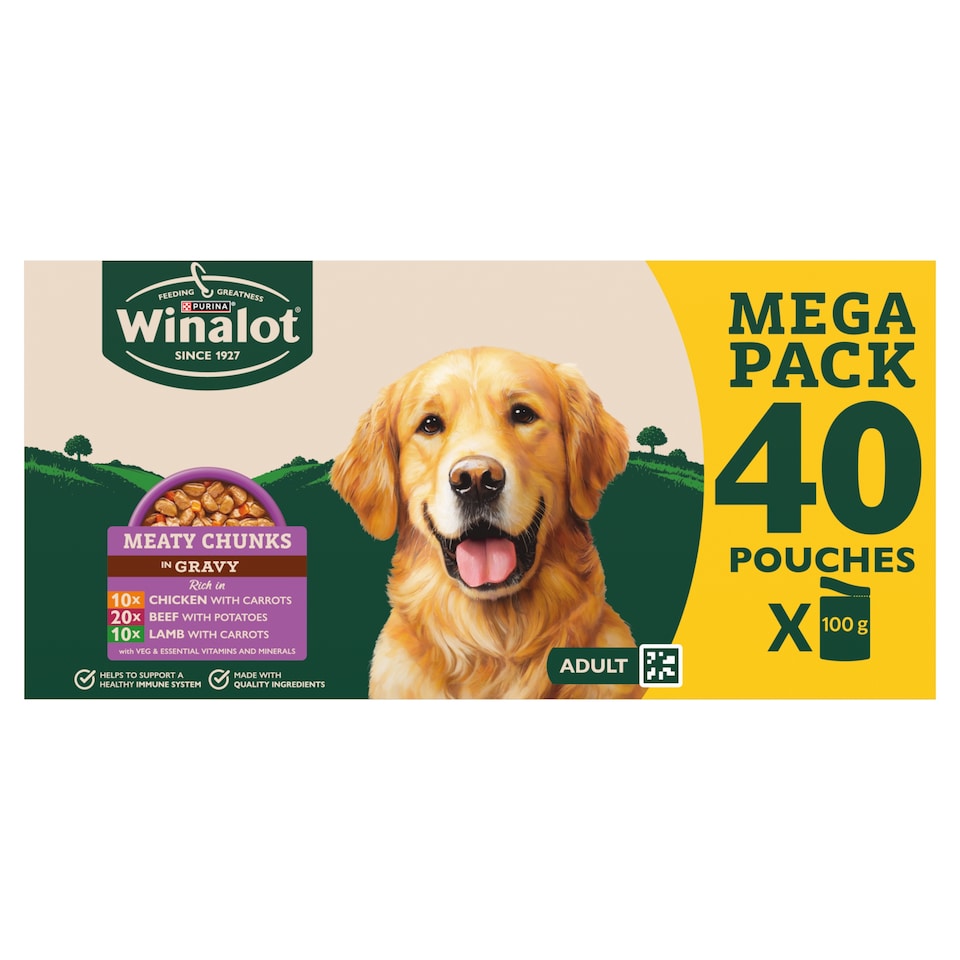 image 1 of WINALOT Meaty Chunks Mixed in Gravy Wet Dog Food 40x100g