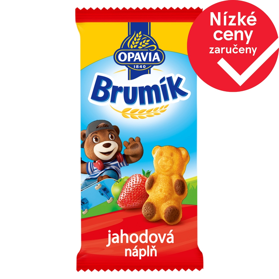 Opavia Brumík Jablečno-jahodová náplň jemné pečivo 30g