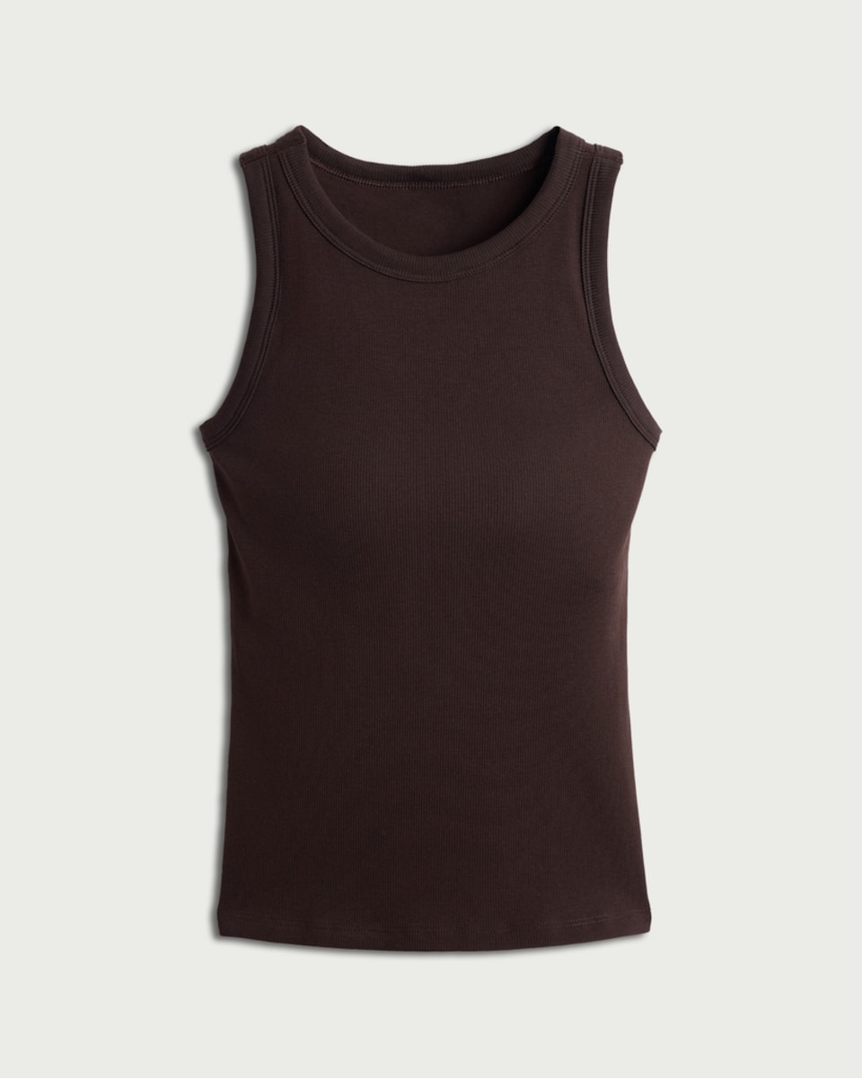 image 1 of F&F Cotton Rich Contour Ribbed Secret Support Vest in Brown