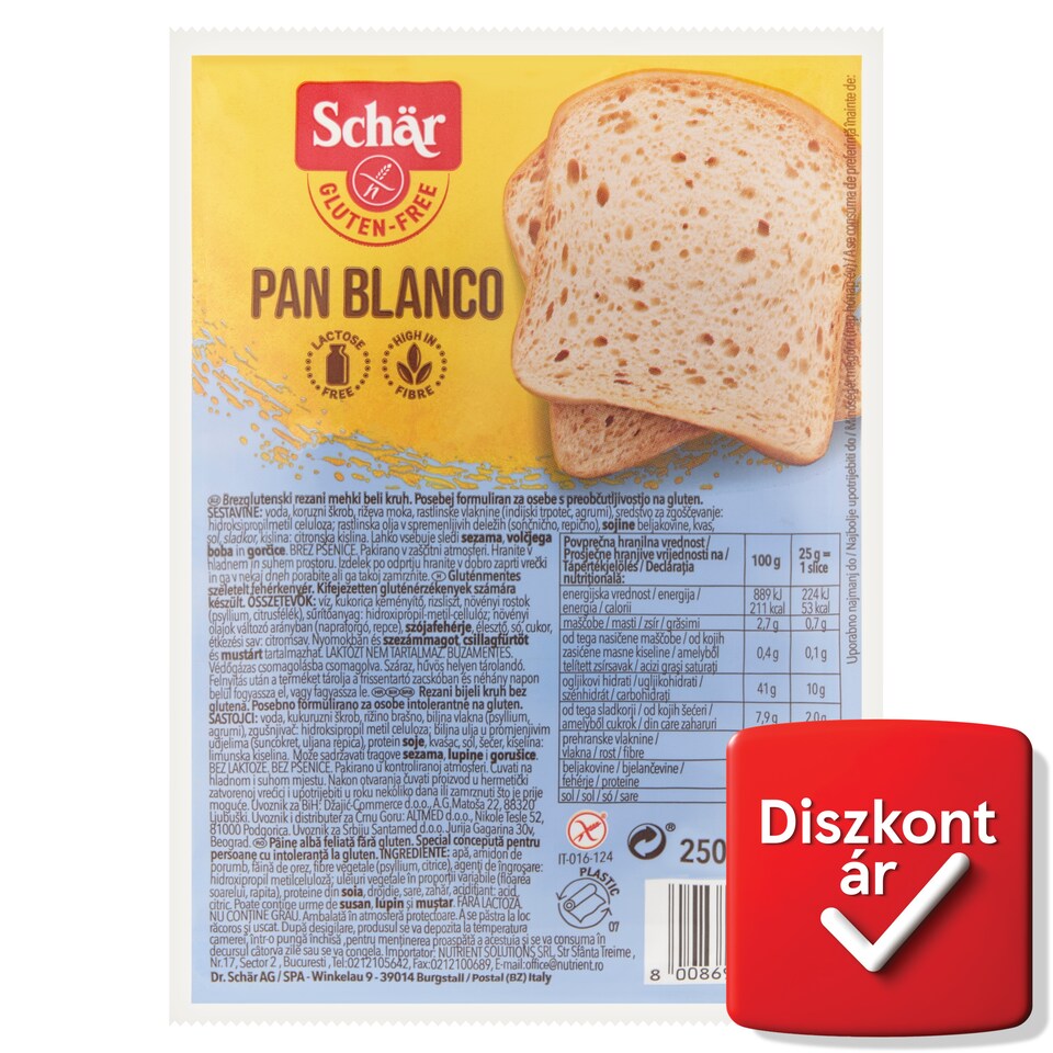 Schär gluténmentes szeletelt fehérkenyér 250 g  1. kép