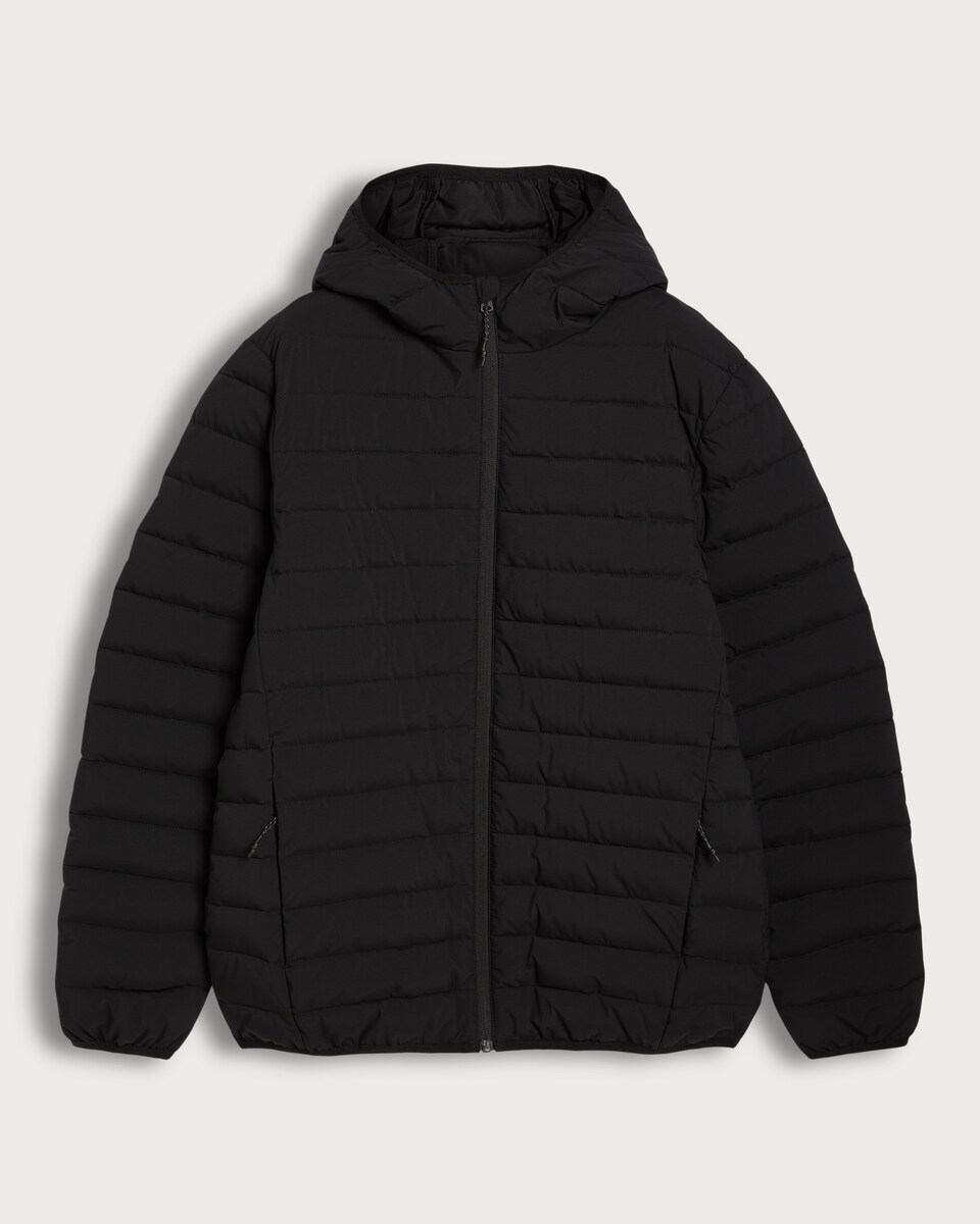 F&F Hooded Shower Resistant Puffer Jacket in Black