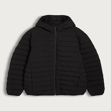 F&F Hooded Shower Resistant Puffer Jacket in Black
