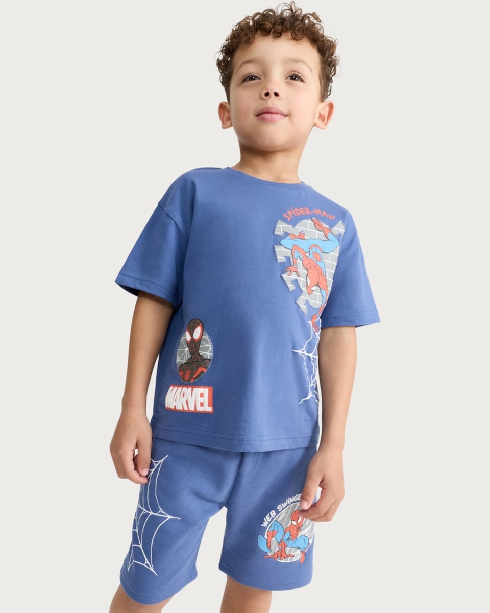 image 1 of Marvel Spider-Man Pure Cotton T-Shirt in Blue