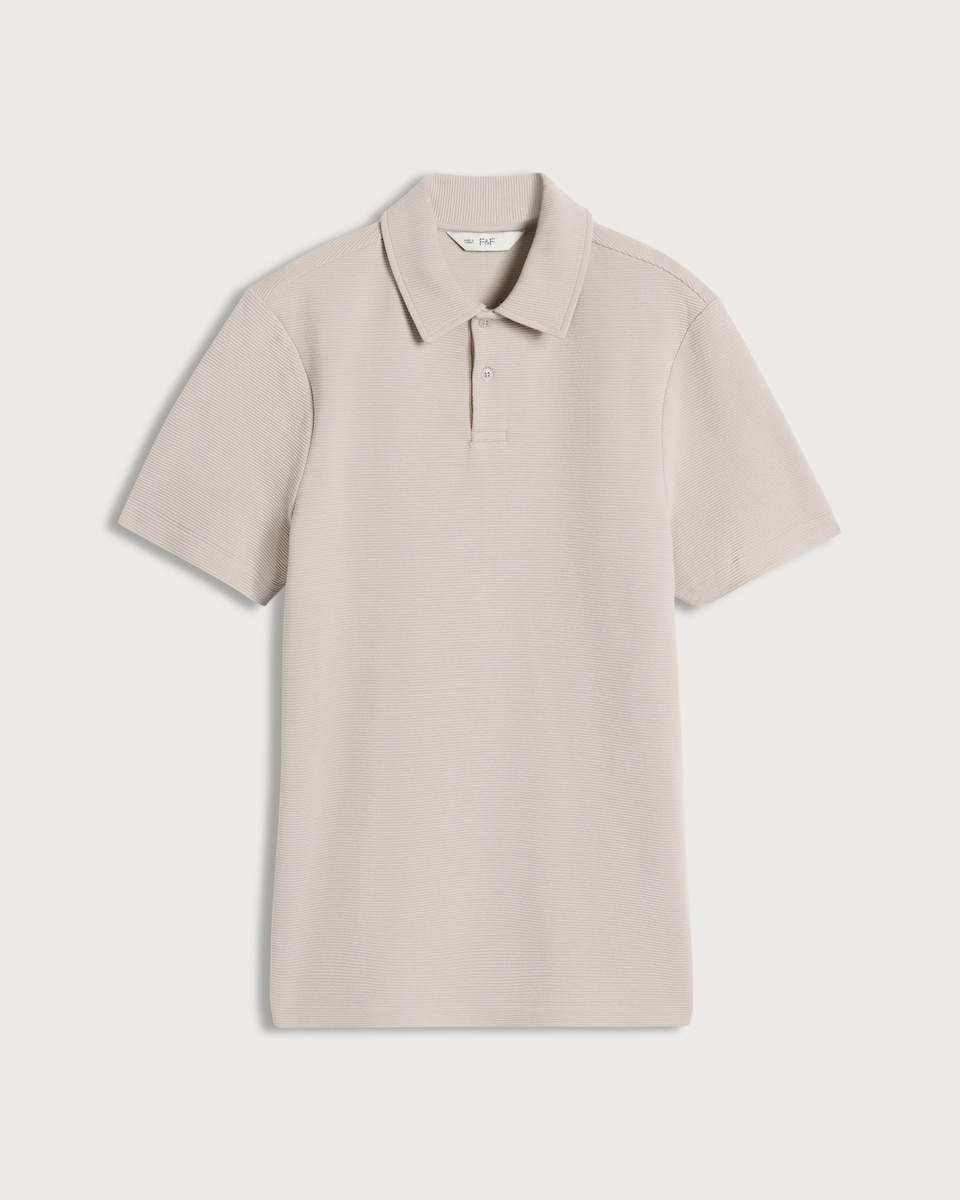 F&F Cotton Rich Ottoman Textured Polo Shirt in Cream