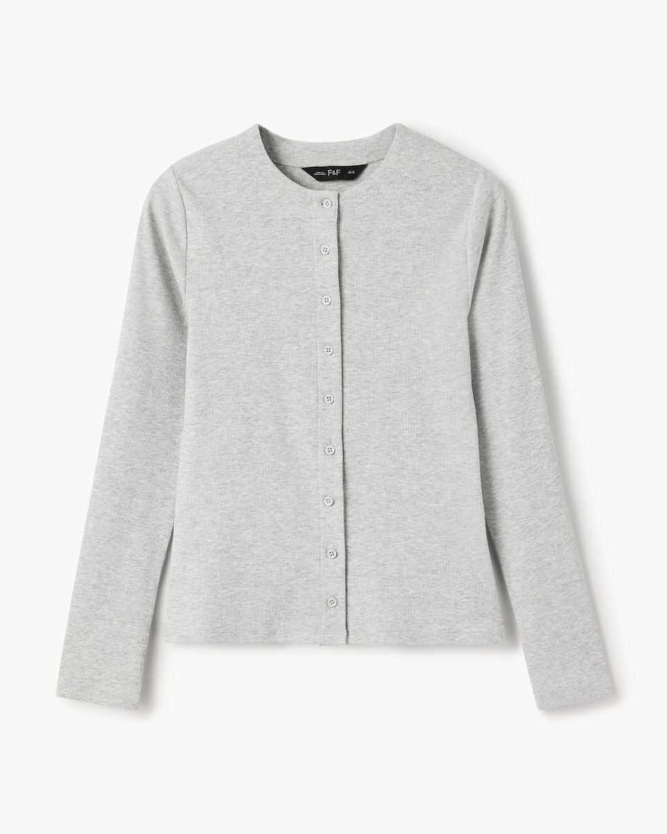 image 1 of F&F 2-Pack Cotton Rich Ribbed Button Up Tops in Multi Grey
