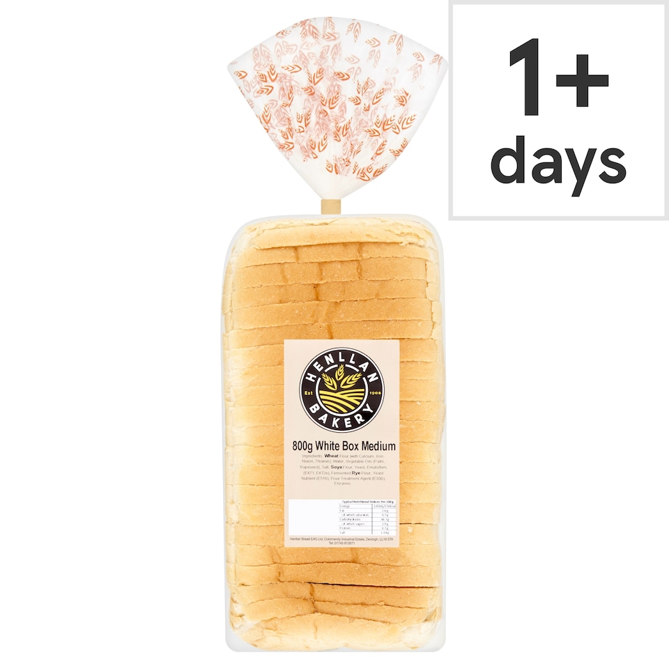 Henllan Bakery White Medium Loaf 800g