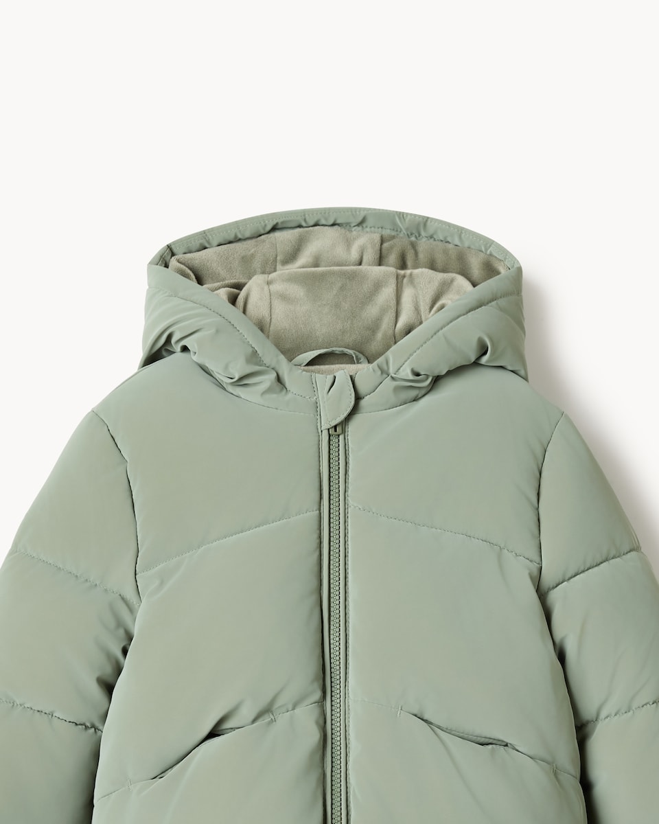 image 1 of F&F Baby Padded Zip Up Hooded Coat in Green