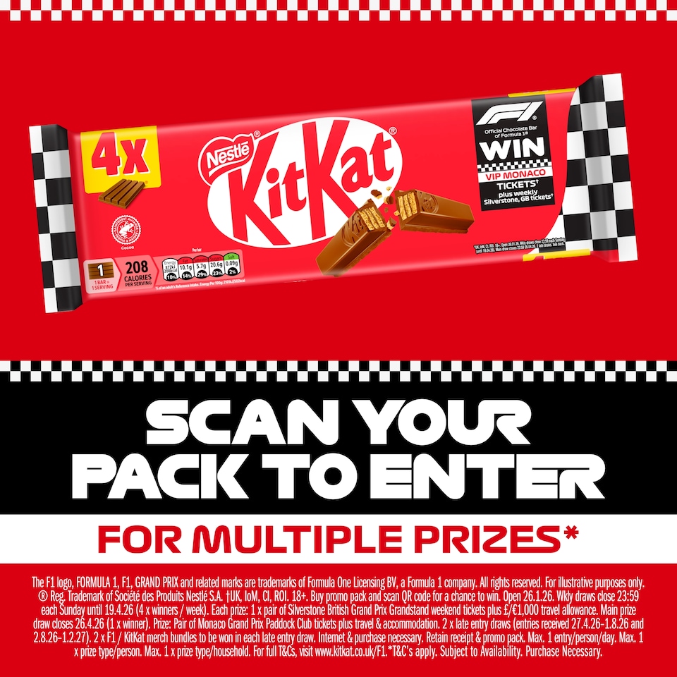 image 1 of Kit Kat 4 Finger Milk Chocolate Bar Multipack 41.5g 4 Pack