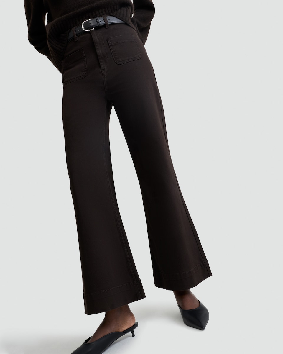 image 1 of F&F Patch Pocket Flared Jeans in Brown