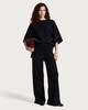 image 2 of F&F Cotton Rich Crinkle Textured Wide Leg Co-ord Trousers in Black
