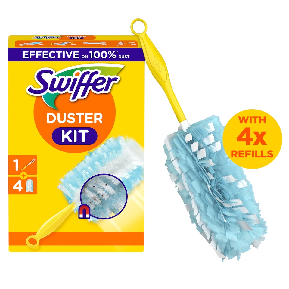 image 1 of Swiffer Trap & Lock Súprava Na Utieranie Prachu (1 Rukoväť + 4 Náplní)