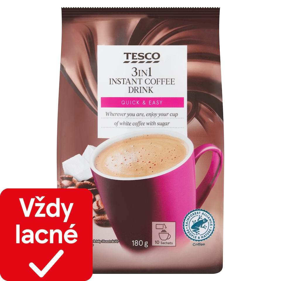 Tesco 3in1 rozpustná zmes na prípravu kávového nápoja 10 x 18 g (180 g)