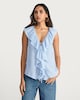image 2 of F&F Modal Rich Sleeveless Ruffle Front Blouse in Blue