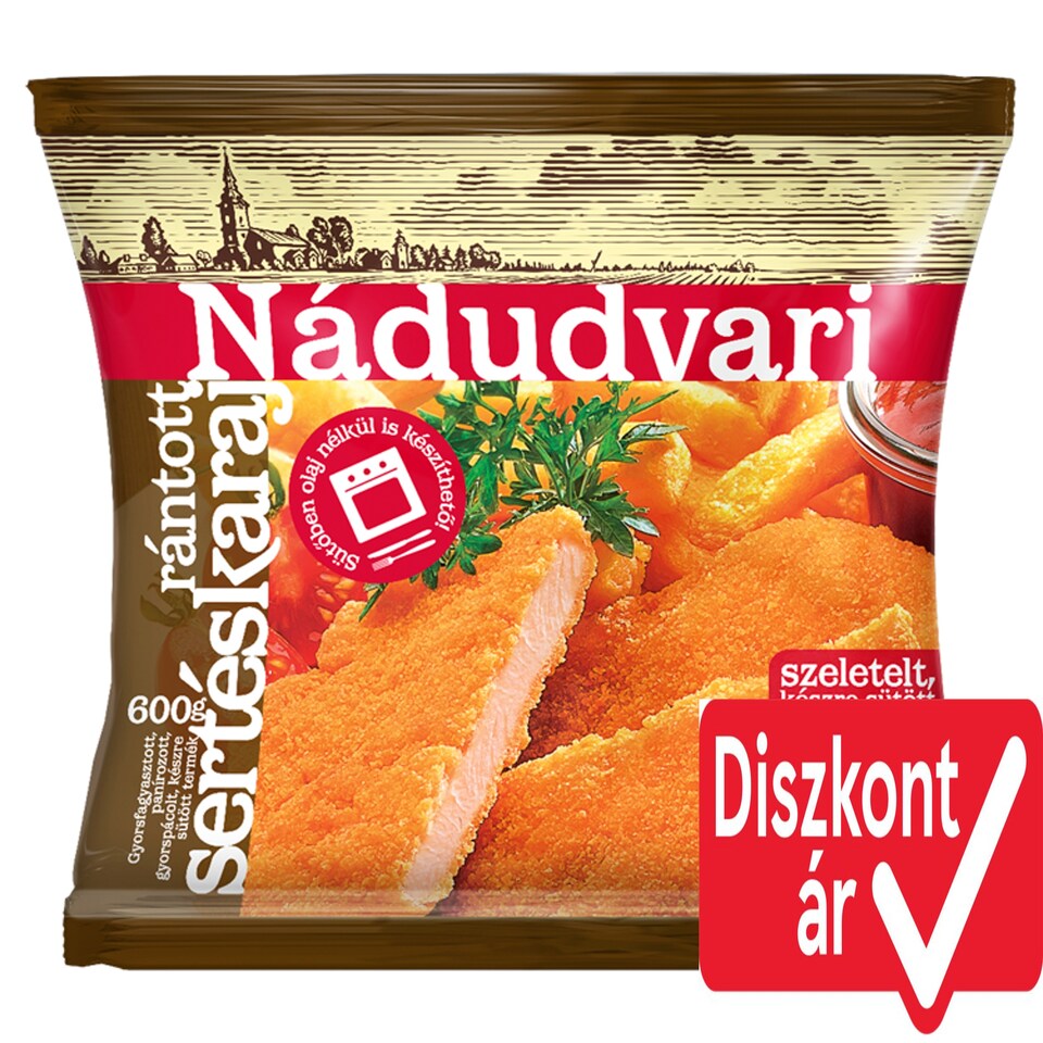 Nádudvari gyorsfagyasztott szeletelt, készre sütött rántott sertéskaraj 600 g