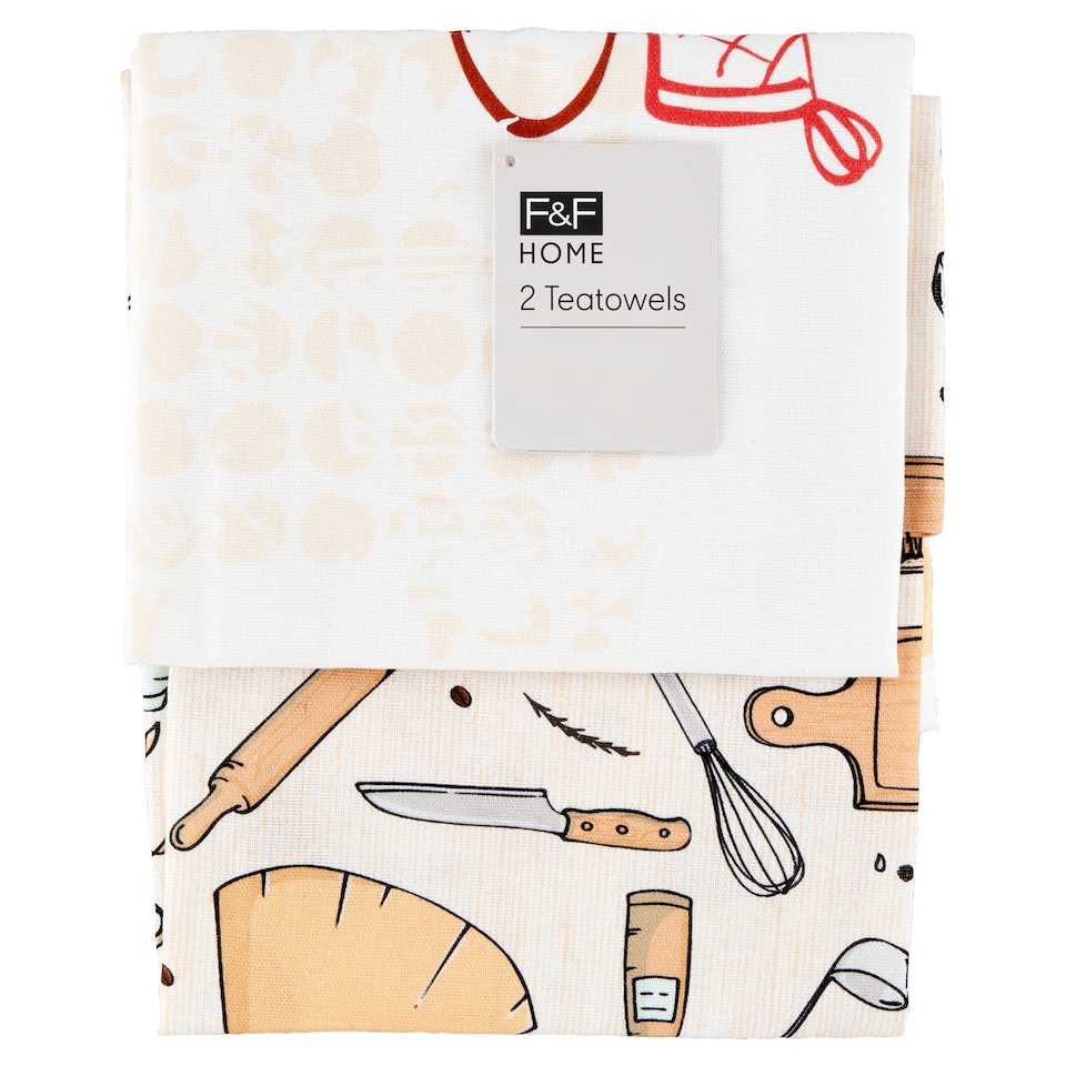 F&F Home Baking Time Teatowel 50 x 70 cm 2 pcs