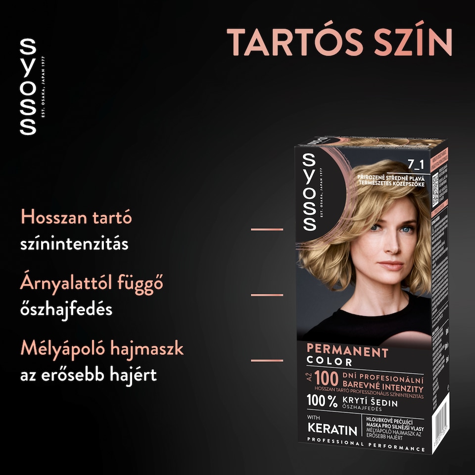 Syoss Color tartós hajfesték 7-1 természetes középszőke  1. kép