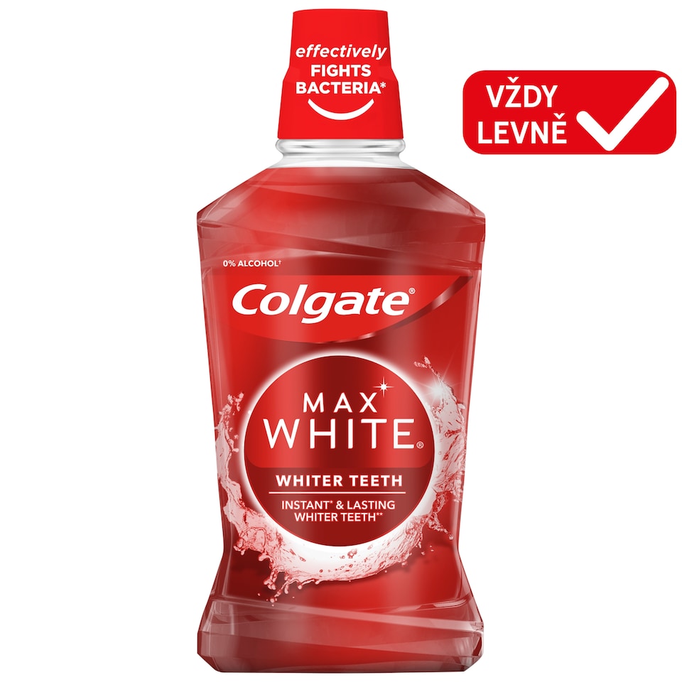 Obrázek 1 pro produkt Colgate Max White Whiter Teeth bělicí ústní voda bez alkoholu 500 ml