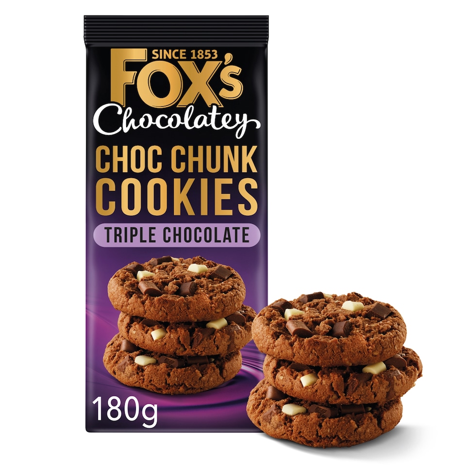 image 1 of Fox's Chocolatey Choc Chunk Cookies Triple Chocolate 180g