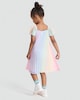 image 3 of F&F Girls Rainbow Pleated Dress in Multi