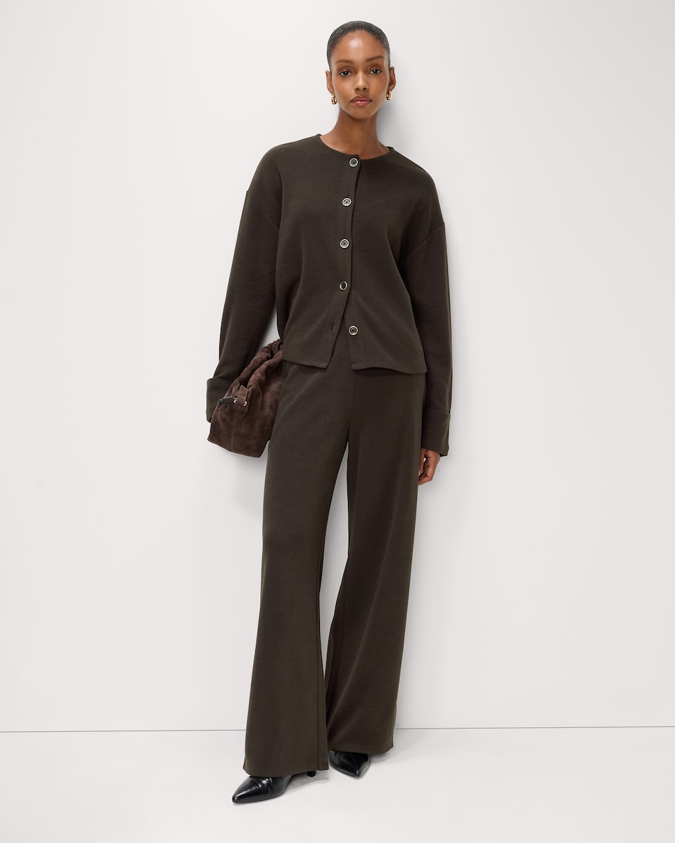 image 1 of F&F Brushed Cardigan and Trousers Set in Chocolate
