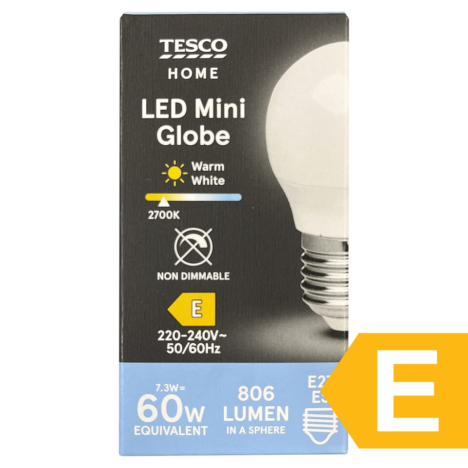 image 1 of Tesco Home LED Mini Globe 7.3W E27 Warm White Light 1 pc