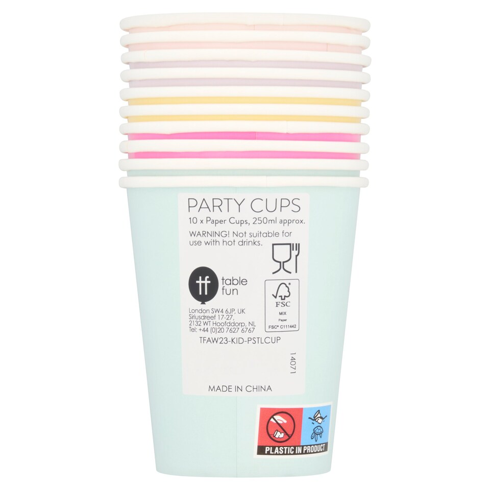 Multi Pastel Party Cups 10 Pack Tesco Groceries