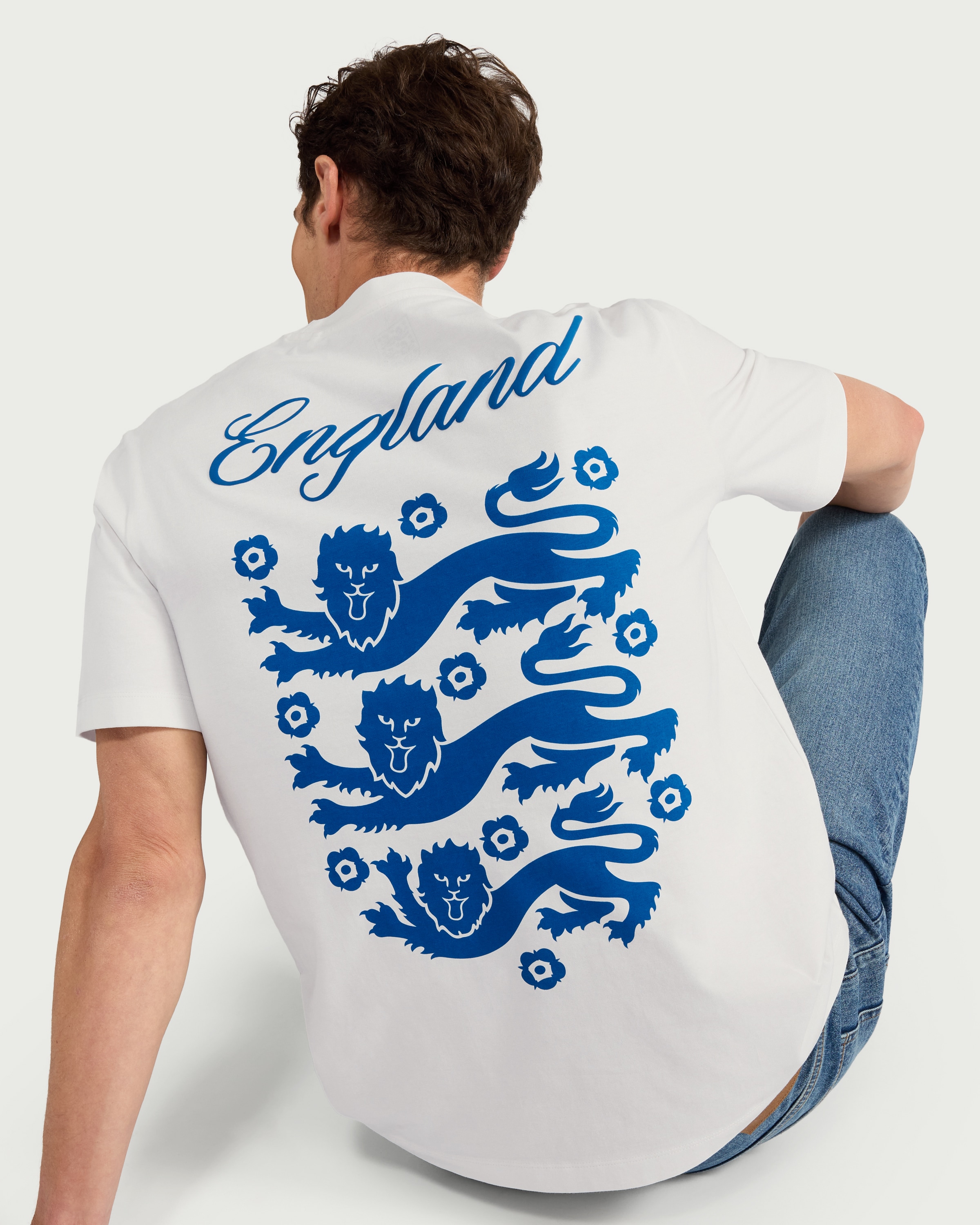 England Pure Cotton Three Lions T-Shirt in Ecru