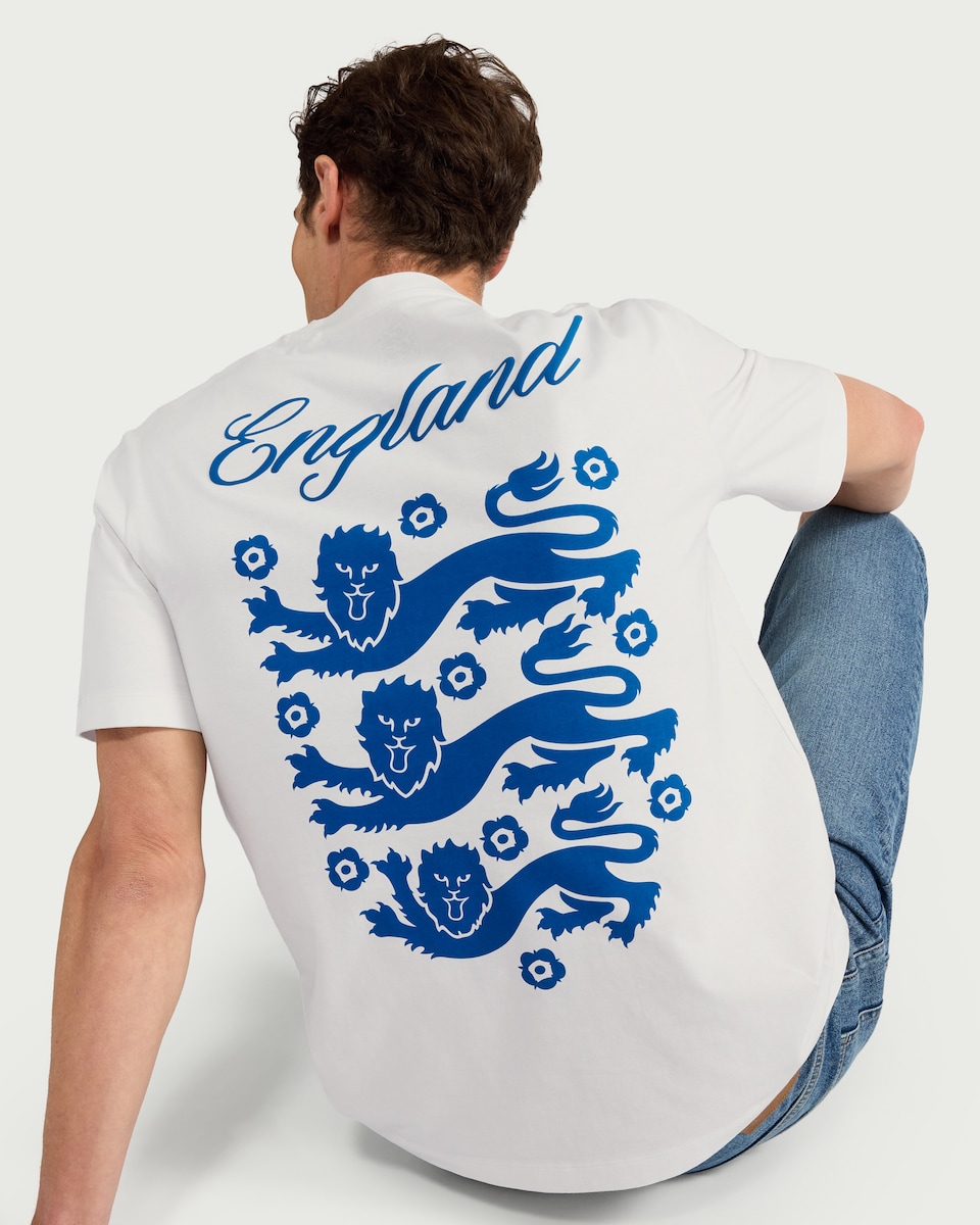image 1 of England Pure Cotton Three Lions T-Shirt in Ecru