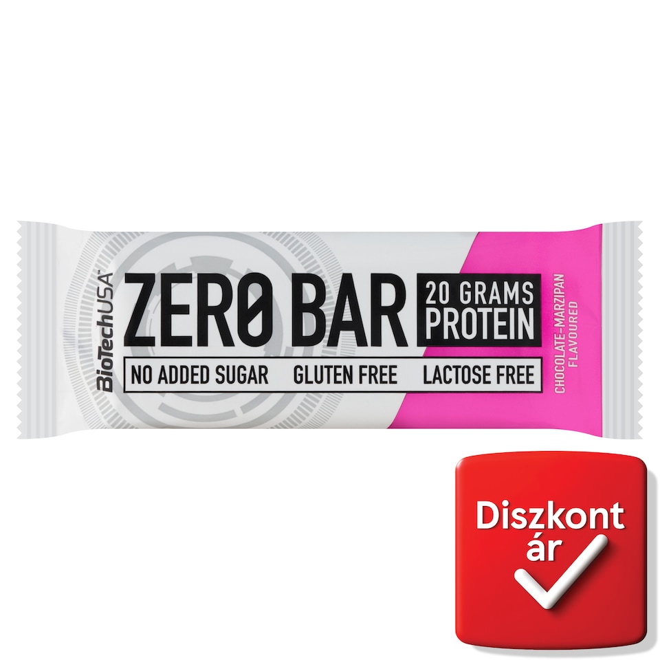 BioTechUSA Zero Bar csokoládé-marcipán ízű fehérjeszelet édesítőszerekkel 50 g  1. kép