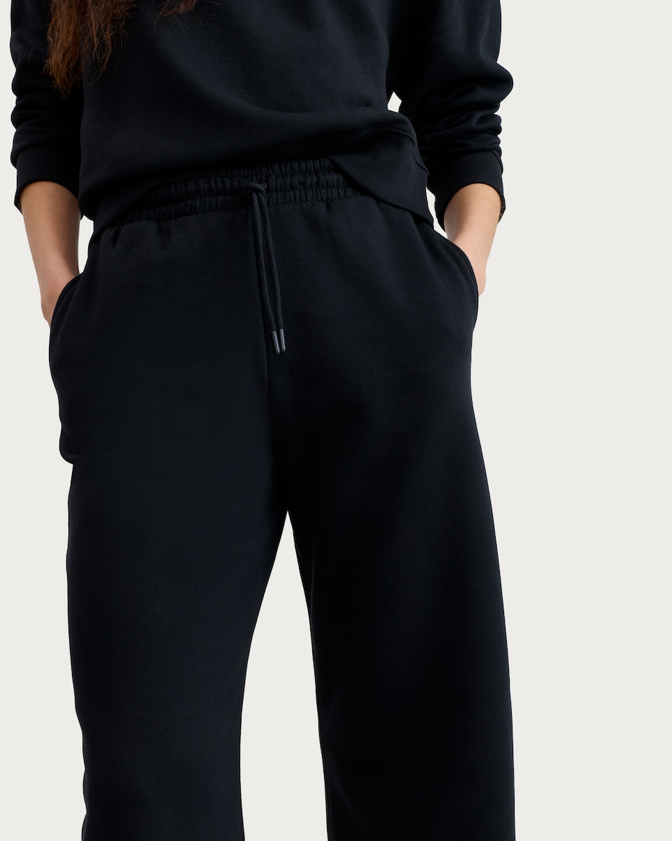 image 1 of F&F Active Cotton Rich Wide Leg Drawstring Joggers in Black