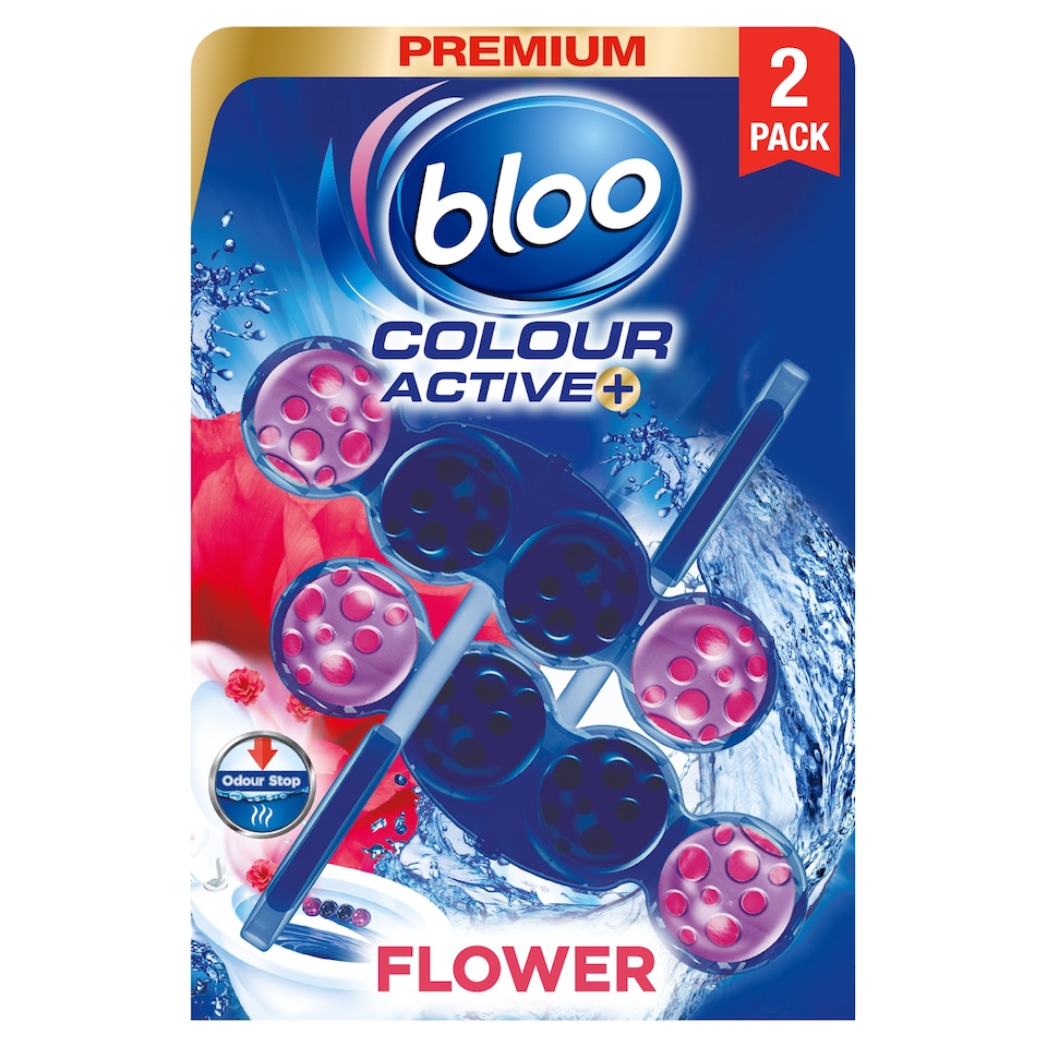 image 1 of Bloo Colour Active+ Flowers Rim Blocks 2 x 50g
