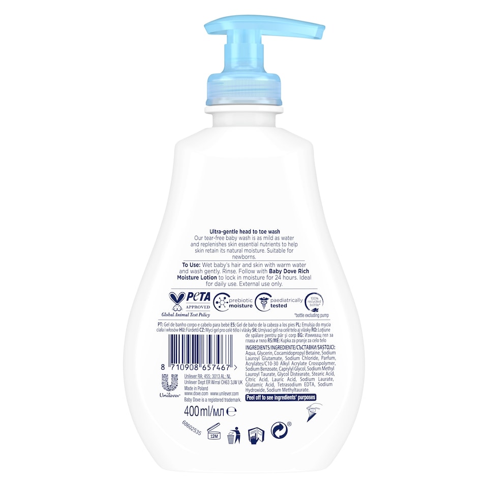 image 1 of Baby Dove Rich Moisture Head To Toe Wash 400Ml