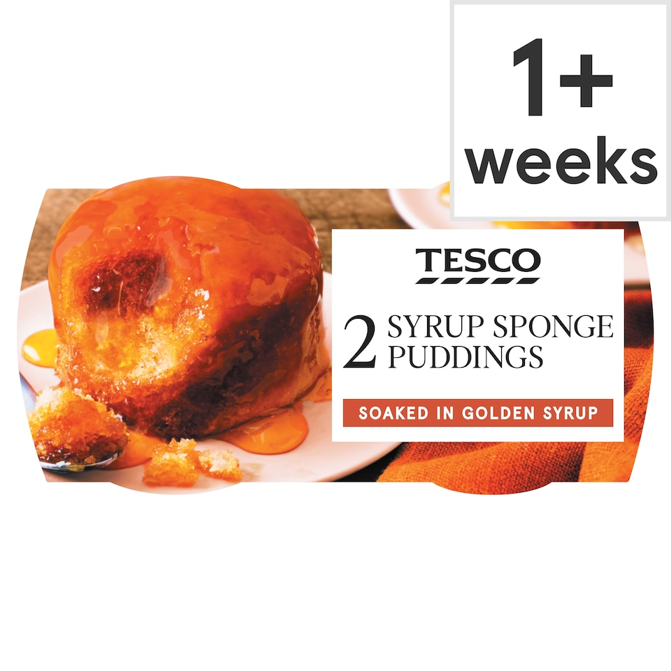 Tesco Syrup Sponge Puddings with Golden Syrup 2 Pack 110g