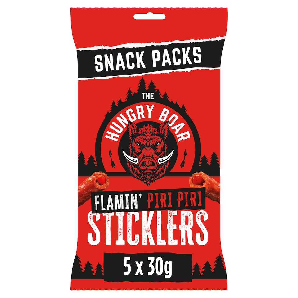 image 1 of The Hungry Boar Flamin' Piri Piri Sticklers 5x30g