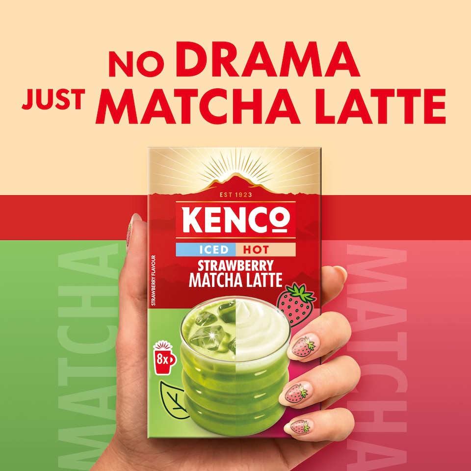 image 1 of Kenco Iced or Hot Strawberry Macha Latte 8 pack 145.6G