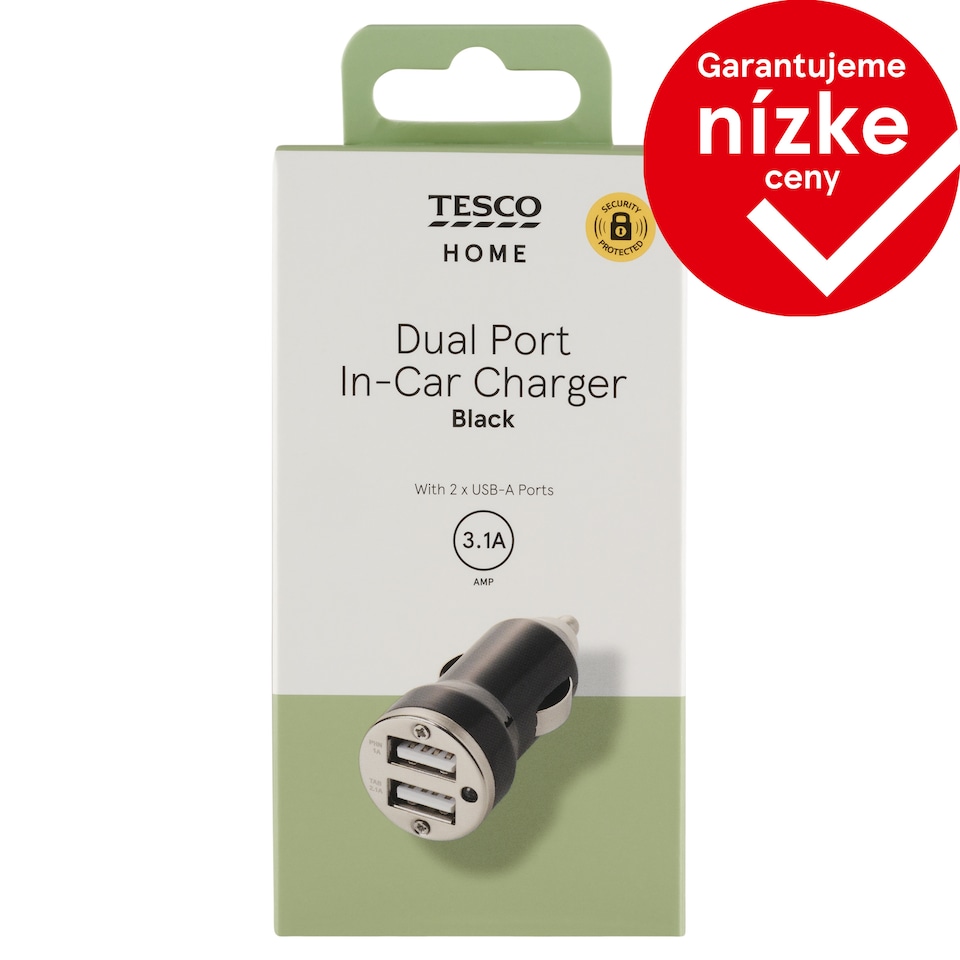 Tesco Home Nabíjačka do auta s dvomi portmi 2 x USB-A 3.1A