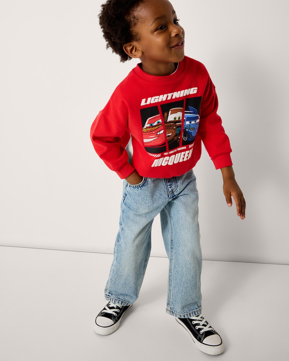 image 1 of Disney Lightning McQueen Cotton Rich Sweatshirt in Red