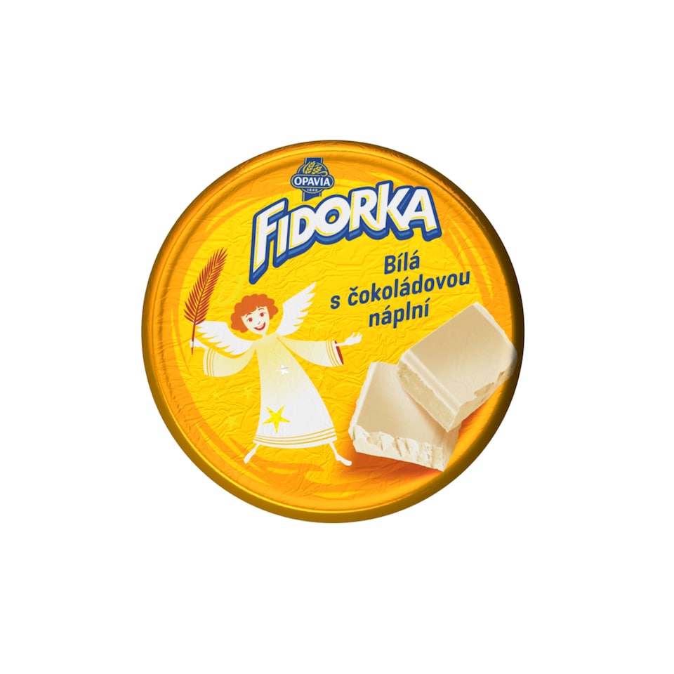 Obrázek 1 pro produkt Opavia Fidorka Bílá s čokoládovou náplní žlutá 30g