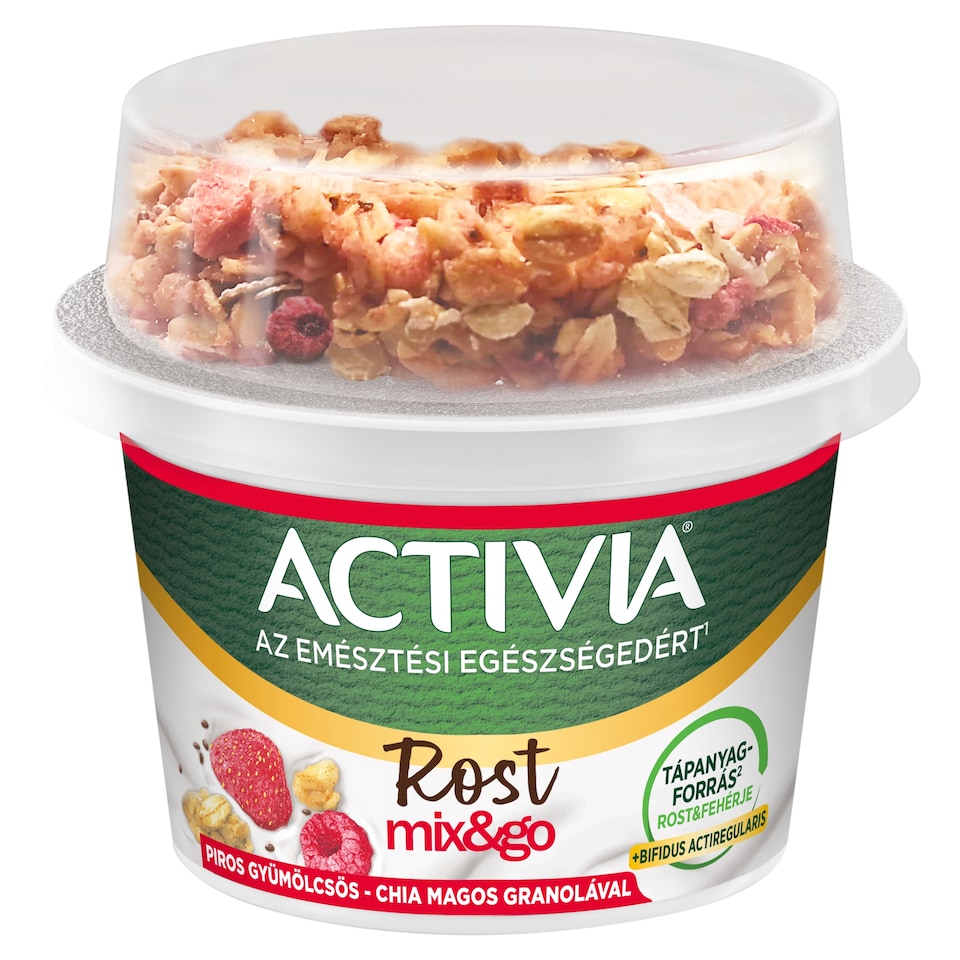 Danone Activia Rost mix&go tejalapú készítmény piros gyümölcsös chia magos granolával 165 g