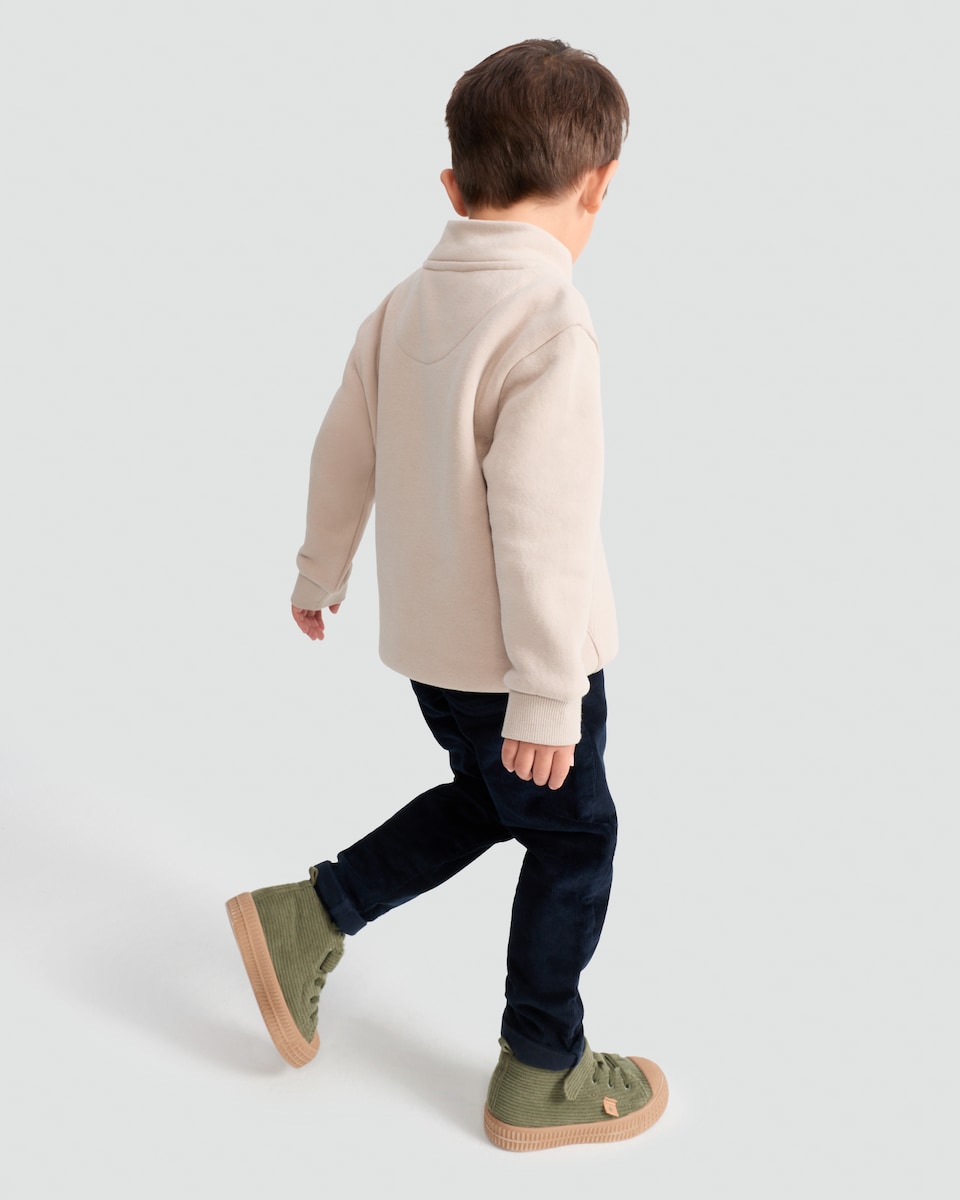 image 1 of F&F Boys Cotton Rich Half Zip Sweatshirt in Stone
